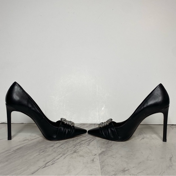 Schutz Meisho Pointy Toe Black Leather Stiletto Pump 6B - Picture 6 of 14